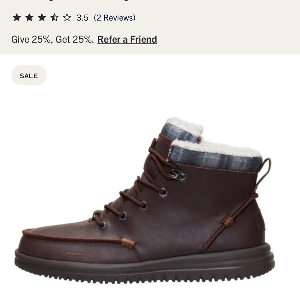 Hey Dude Dark Brown Men's Boots with White Lining